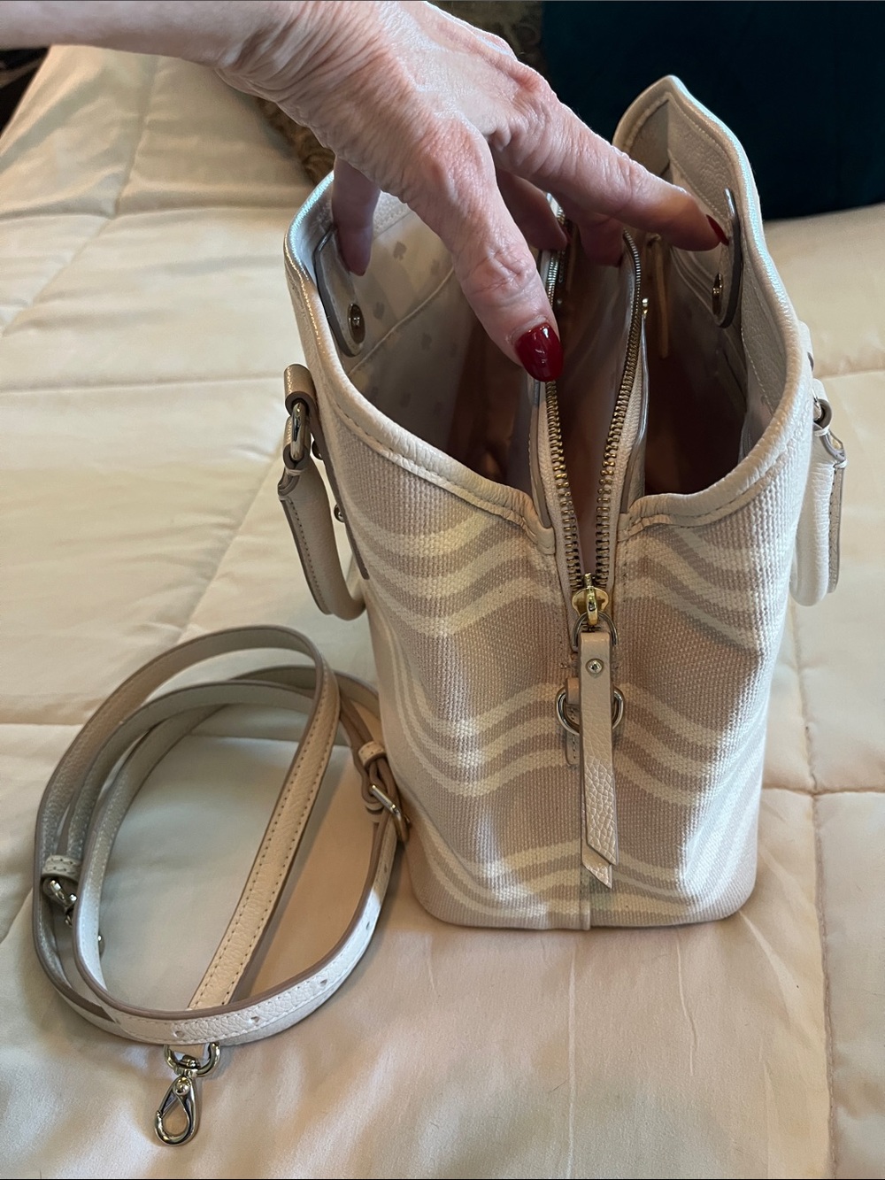 Kate Spade Canvas Leather Bag - Picture 4 of 12